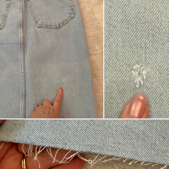 Light Blue Criss Cross Piral Denim Midi Skirt Size Small Front Slit WITH DEFECT - Picture 7 of 13